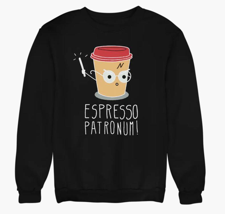 Дитячий чорний cвітшот з принтом Espresso Patronum