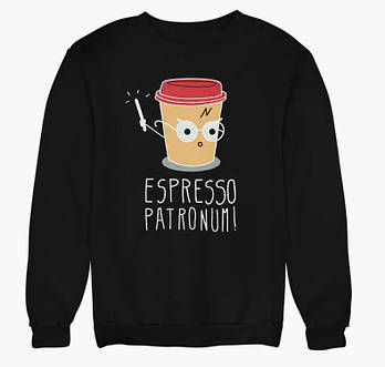 Дитячий чорний cвітшот з принтом Espresso Patronum