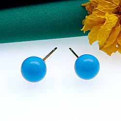 Сережки цвяшки, "Бірюзова Куля", медичне золото Xuping 18К