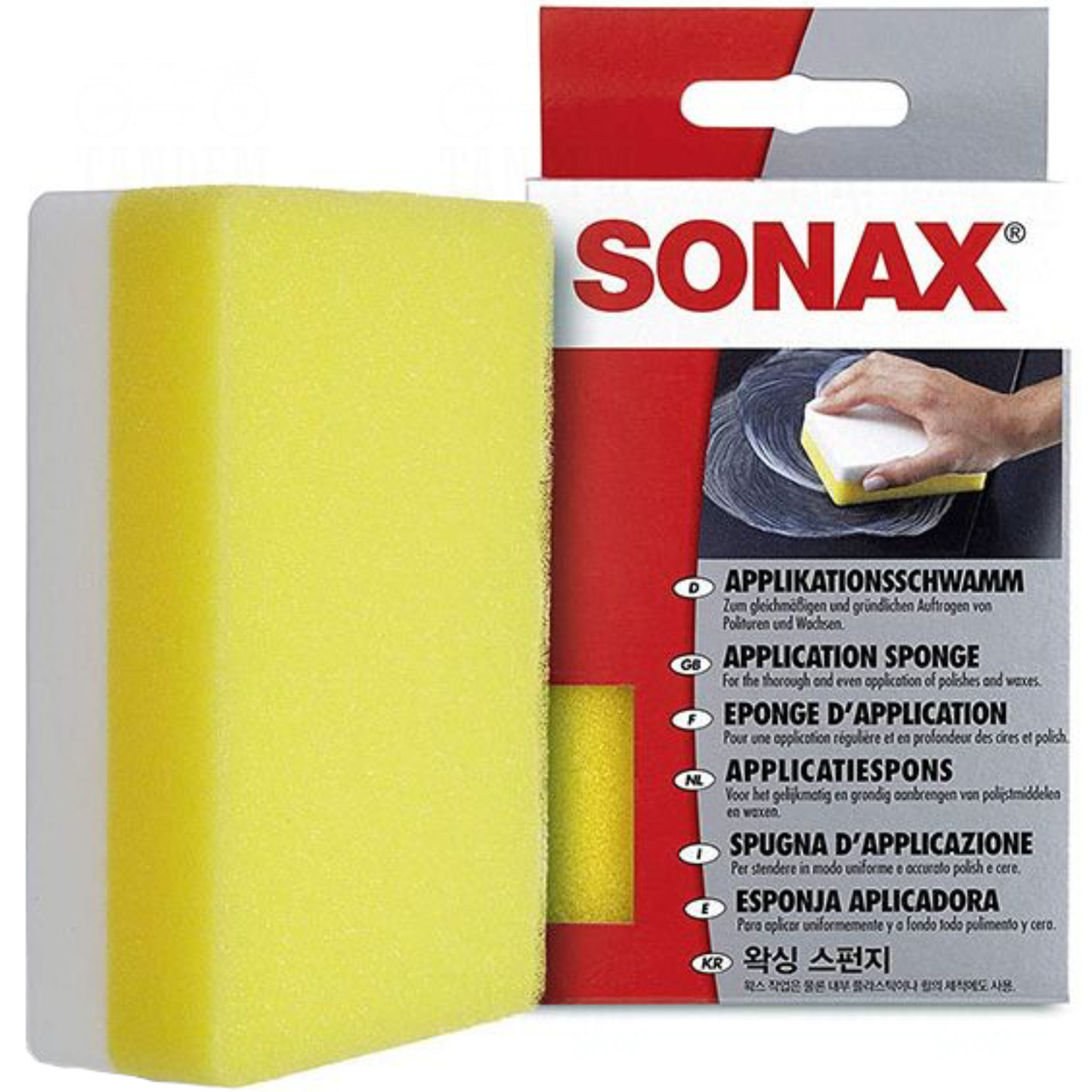 Губка для нанесення поліролей, восків, засобів догляду SONAX Application Sponge, 12 x 8 x 3,5 см, фото 1