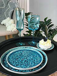 Набір 6 керамічних синіх тарілок Лазурит 21 см