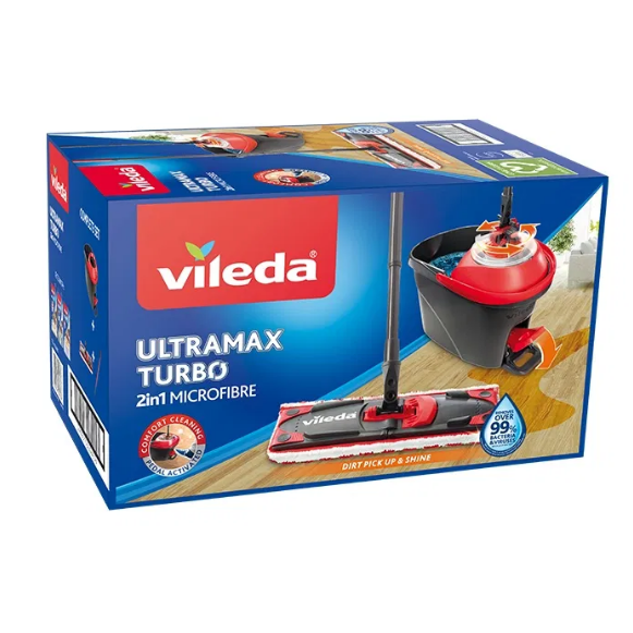 Комплект Швабра + ведро Vileda Ultramax Turbo с механическим отжимом для уборки (Польша) - фото 2 - id-p1689664499