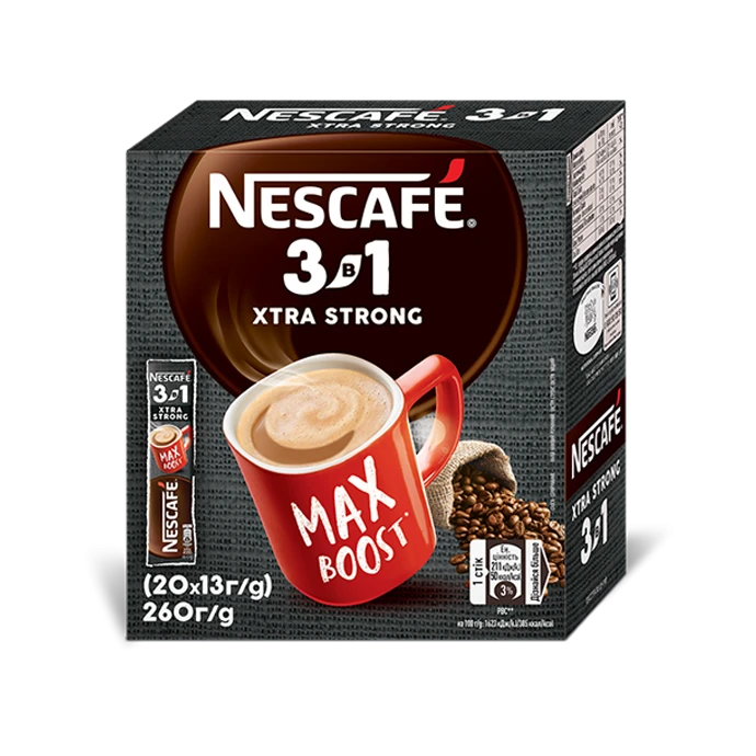 Розчинна кава Nescafe 3 в 1 Xtra Strong у стиках 20 шт.