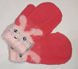 Рукавички хутряні теплі з вовни дитячі Henu модель 807 (рожеві)