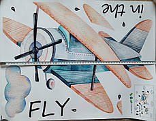 Наклейка на стіну в детсад, у дитячу кімнату "2 літаки в хмарах" 88 см*140 см (листа 60*90см), фото 3