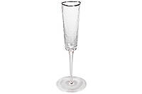 Набор (4шт.) стеклянных бокалов для шампанского с серебряным кантом Diva 160мл