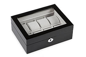 Скринька з дерева від німецького бренду ROTHENSCHILD для зберігання  8-ми годинників  Колір чорний