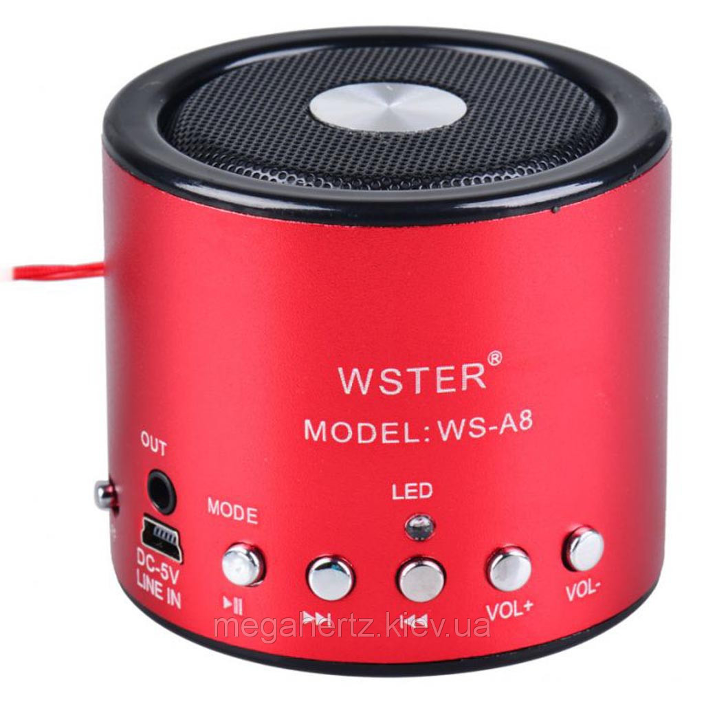 Міні портативна MP3 колонка від USB FM WS-A8 Red