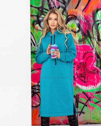 Модне жіноче плаття-туніка тканина "Трикотаж на флісі" 46, 48, 50, 52 розмір 46, фото 3