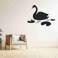 Виниловая интерьерная наклейка декор на стену и обои (стекло, мебель, зеркало, металл) "Плавающий лебедь с
