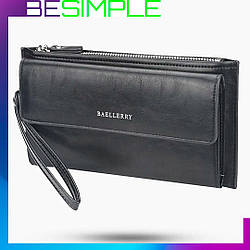 Чоловічий клатч Zipper Long Чорний, (21х11х5 см) / Чоловіче портмоне / Гаманець чоловічий