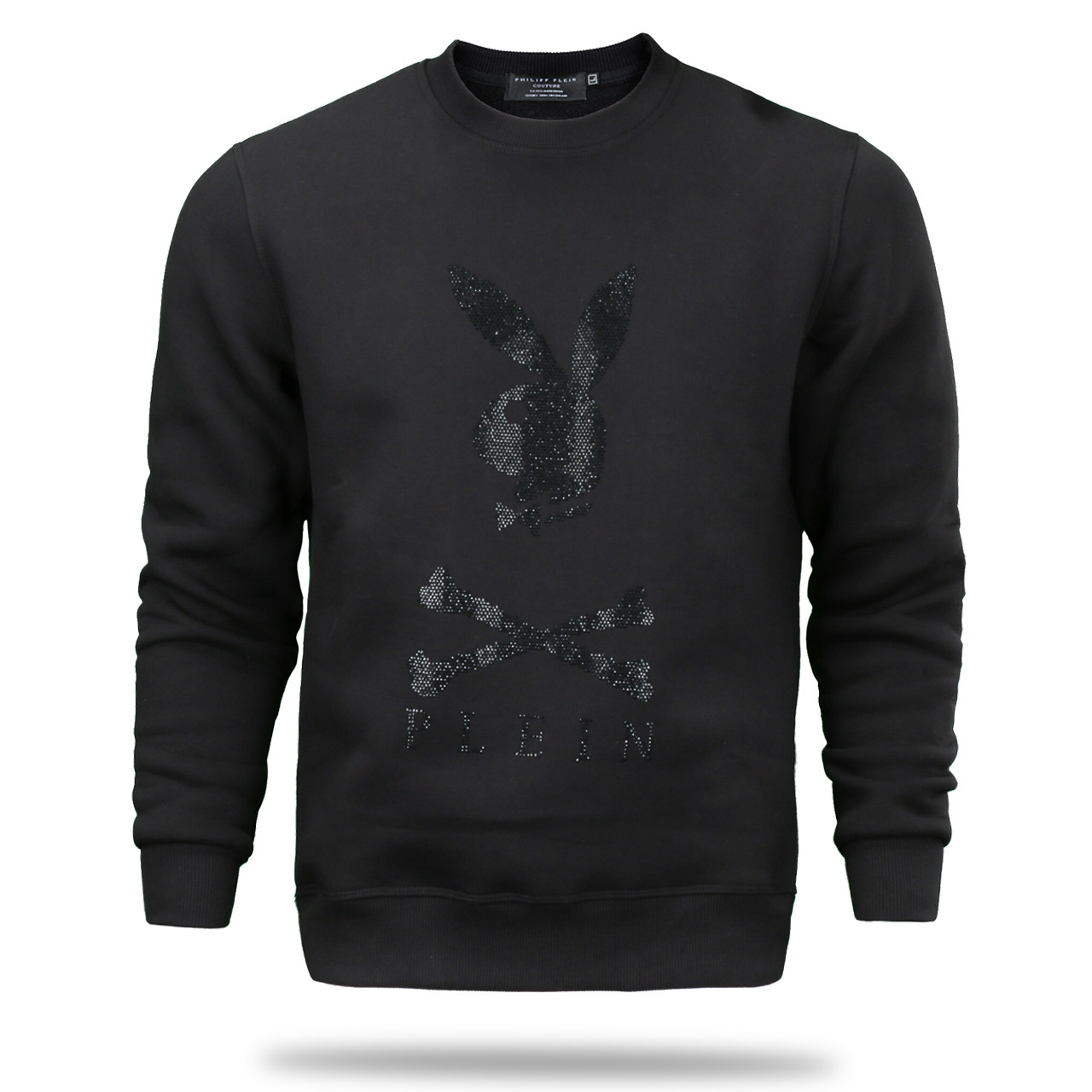 Світшот чоловічий чорний PHILIPP PLEIN "PLAY BOY" зі стразами BLK L(Р) 22-200-002 M