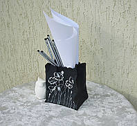 Дизайнерська інтер'єрна ваза Макі з полістоуну чорна 19 см для квітів і декору