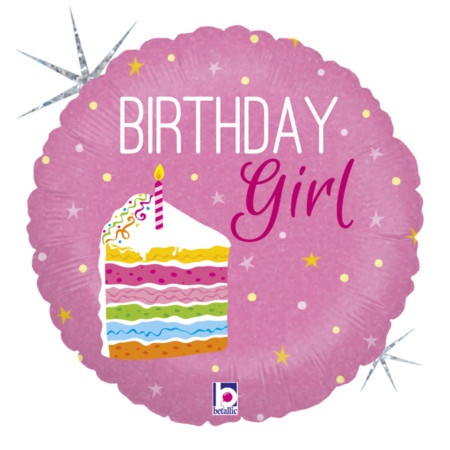 Фольгована кулька круг "Birthday girl" рожева Grabo 18"(45см) 1шт.