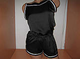 Піжама жіноча Lemila чорна шовкова: майка з шортами розміри M, L і XL, фото 4
