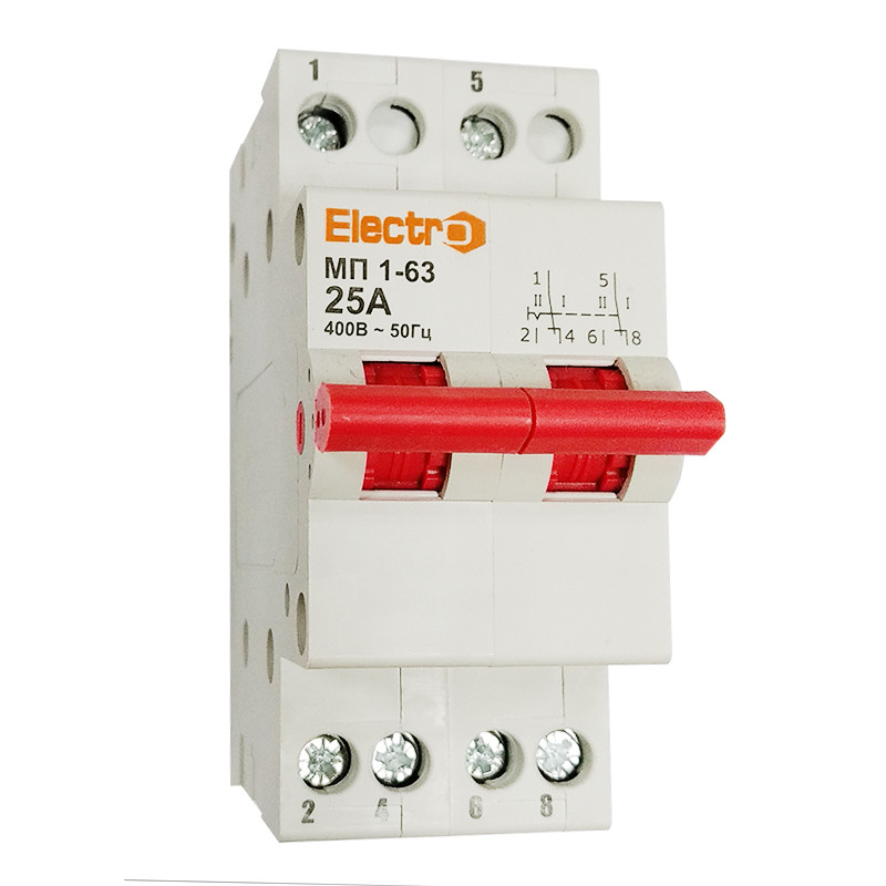 Перемикач навантаження трипозиційний МП 1-63 2P 32A I-0-II 230B/400B Electro
