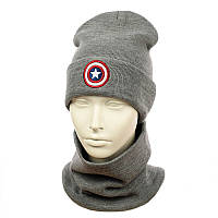 Зимовий підлітковий комплект "Капітан Америка" Сірий