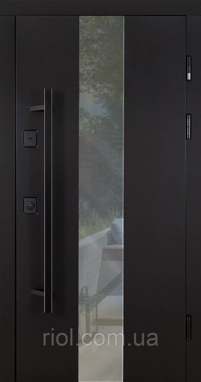 Преміальні вхідні двері з терморозривом модель Ufo Black Ral 9005, фото 1