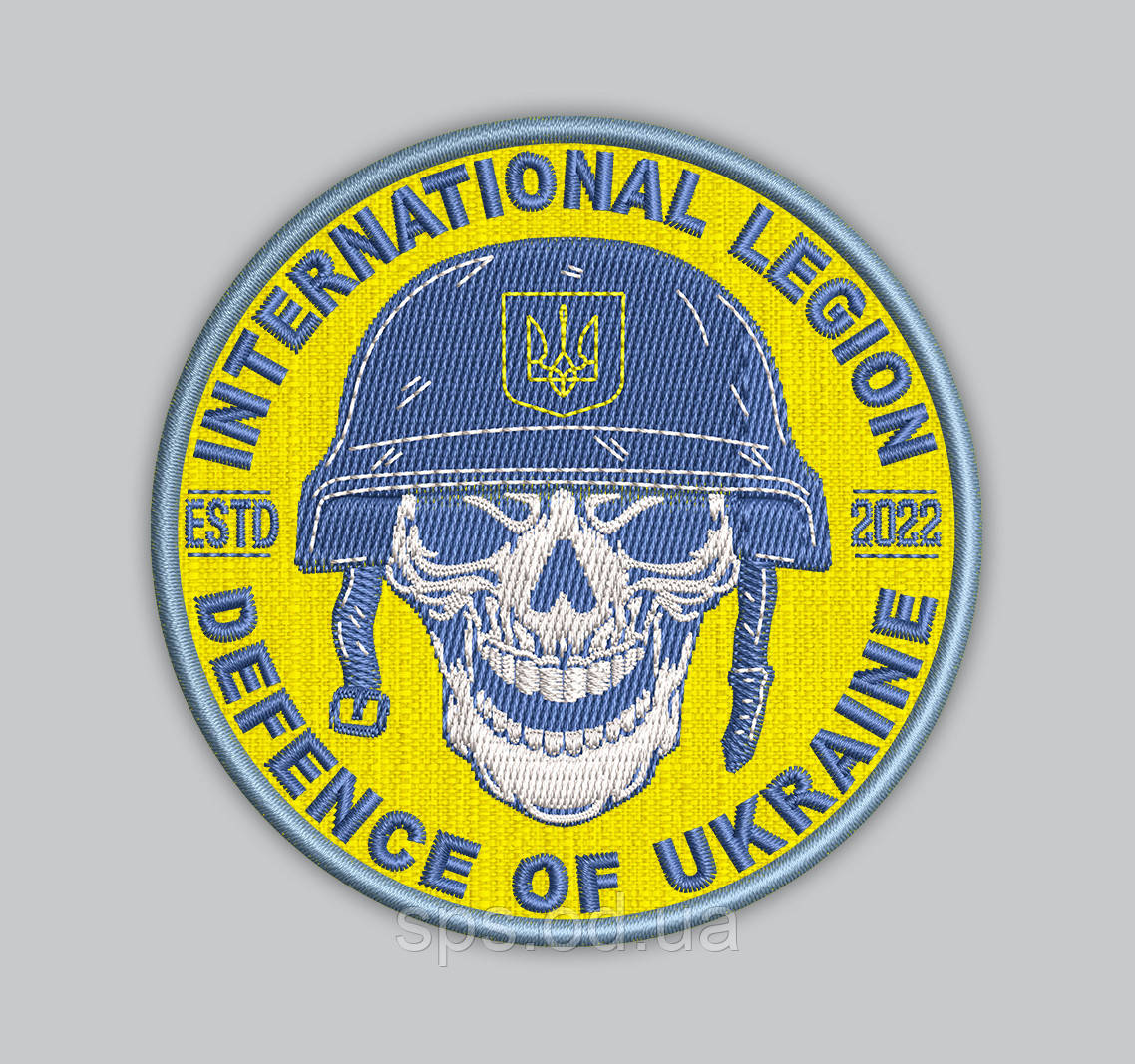 Шеврон "International legion defence of Ukraine 2022" череп 8 см, фото 1