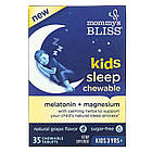 Mommy's Bliss, Kids Sleep Chewable, мелатонін + магній для гарного сну, дітям від 3 років, натуральний виноград, 35 жувальних табл