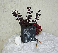 Дизайнерська інтер'єрна ваза Кульбаба з полістоуну чорна 19 см для квітів і декору