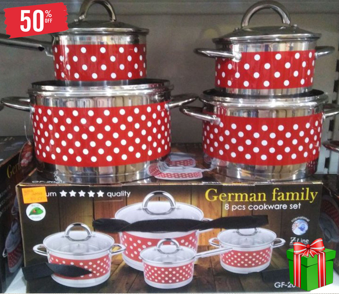Набір каструль із неіржавкої сталі для всіх різновидів плит German Family, Кухонний посуд з антипригарним покриттям
