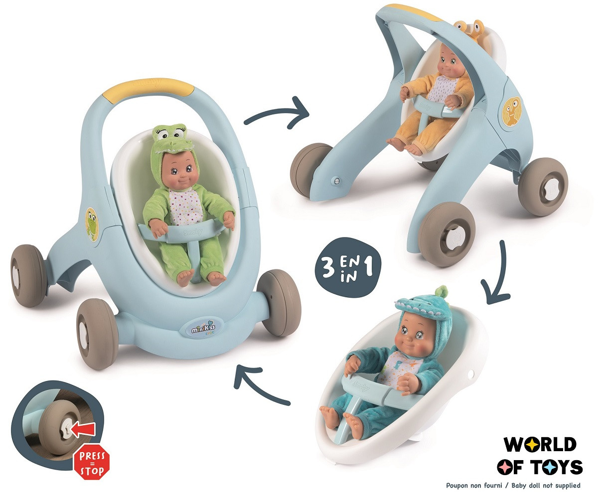 Коляска Smoby Мінікіс 3в1 для прогулянок Блакитна (210207)