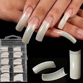 Гелеві типси для нарощування нігтів (100 шт.) форма "Арка" молочні №5