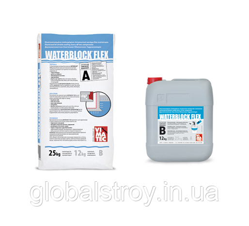 Гідроізоляція фундаменту та підвала еластична Vimatec Waterblock Flex (А+В) 37 кг