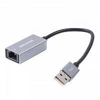 Сетевой адаптер USB Maxxter NEA-U2-01 с USB на Ethernet, 100 Mbps, металл, темно-серый