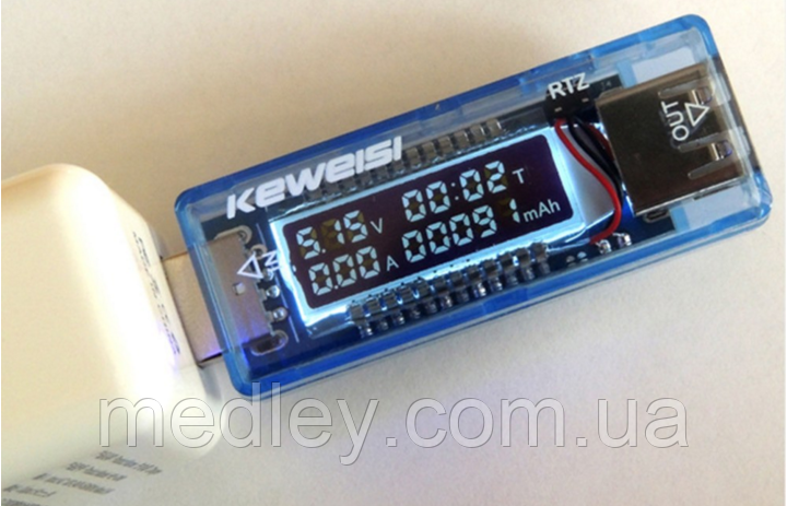Тестер напряжения, силы тока и емкости аккумулятора KEWEISI KWS-V20 - фото 1 - id-p278482048