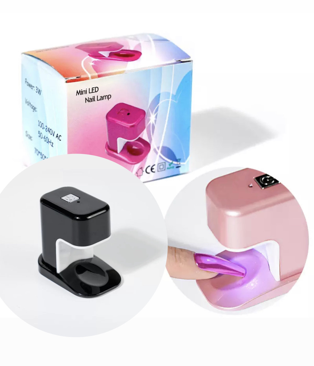 Mini led лампа з usb чорна для сушіння гель-лаку (для одного пальця)