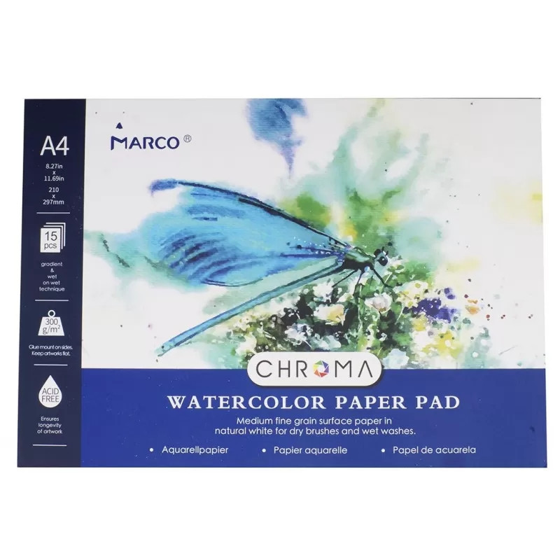 Альбом для акварелі А4 15 аркушів 300 г/м2 Marco Chroma 1071A-15CBP, 937185, фото 1