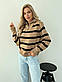 В'язаний светр із високим коміром на блискавці смугастий оверсайз (р. 42-46) 4KF2103, фото 2