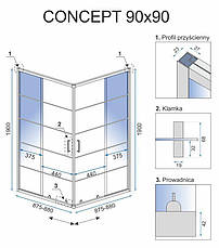 Душова кабіна REA CONCEPT BLACK 90х90, фото 3