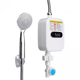 Проточний термостатичний електричний водонагрівач Delimano з LCD дисплеєм та душем білий з миттєвим нагріванням води 3500 W