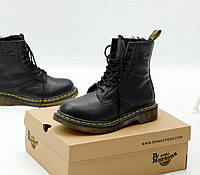 Мужские зимние ботинки Dr. Martens (чёрные) высокие тёплые сапоги на шнуровке с мехом К14193 топ