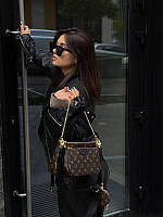 Женская мини сумка клатч "3 в одной" LV Multi Pochette Brown/Black (коричневая) AS002 модная стильная топ