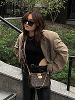 Женская мини сумка клатч "3 в одной" LV Multi Pochette Total Brown (коричневая) AS016 модная стильная топ