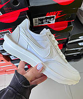 Женские кроссовки Nike Waffle Sacai (белые с бежевым) светлые стильные повседневные кроссы 0073 топ 38
