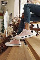 Женские кеды Prada Macro Re-Nylon Brushed Leather Sneakers Pink (розовые) модная демисезонная обувь топ
