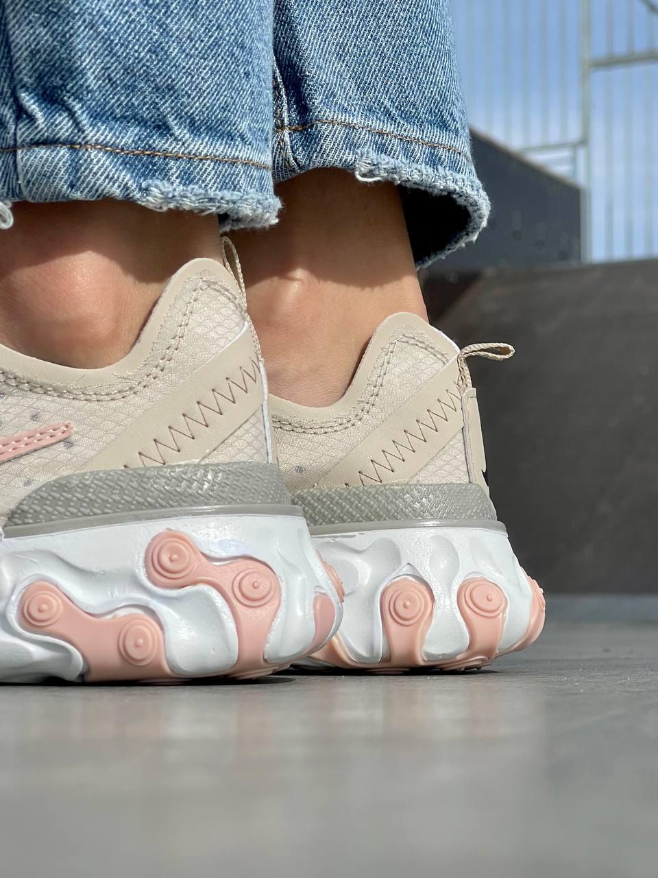 Женские кроссовки Nike React Element 87 Beige Pink (бежевые с розовым) тонкие кроссы весна/лето/осень L0637 - фото 7 - id-p1689806969