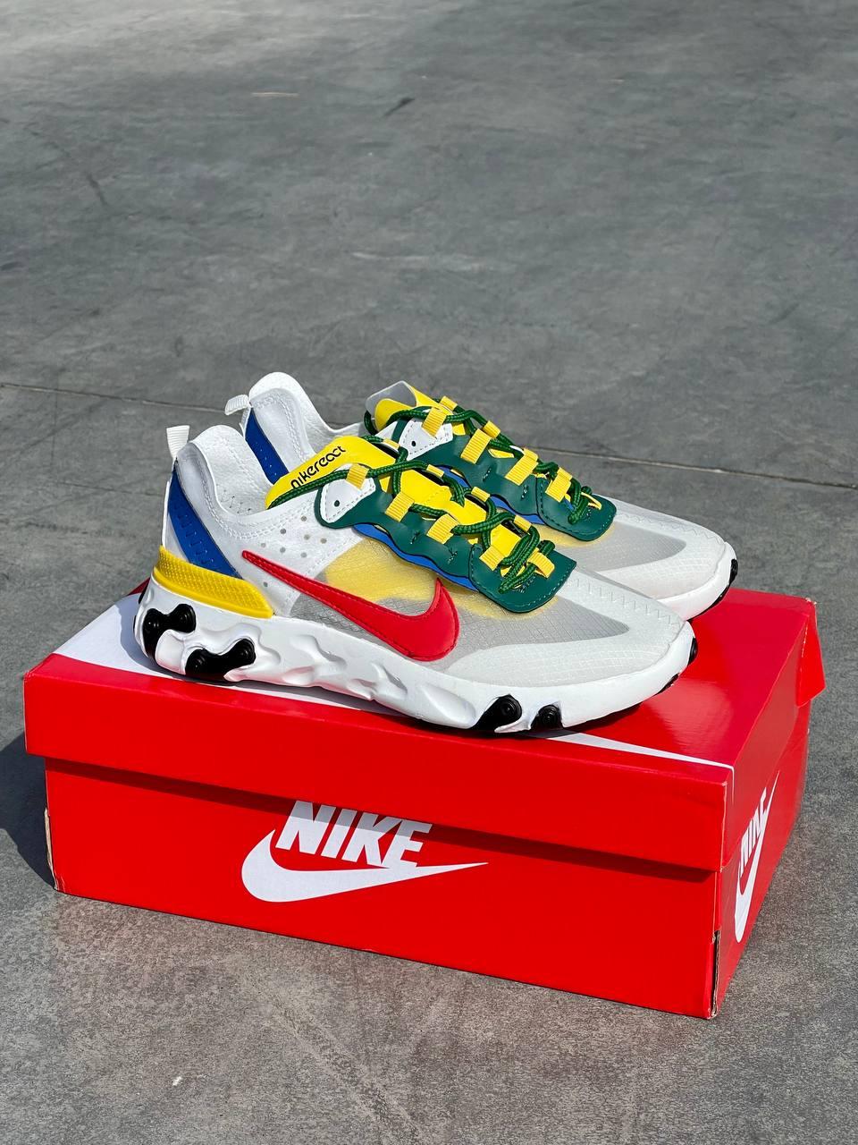 Женские кроссовки Nike React Element 87 Yellow Blue Red (разноцветные) лёгкие цветные спортивные кроссы L0643 - фото 1 - id-p1689806974