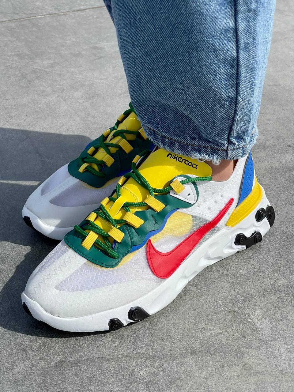 Женские кроссовки Nike React Element 87 Yellow Blue Red (разноцветные) лёгкие цветные спортивные кроссы L0643 - фото 3 - id-p1689806974