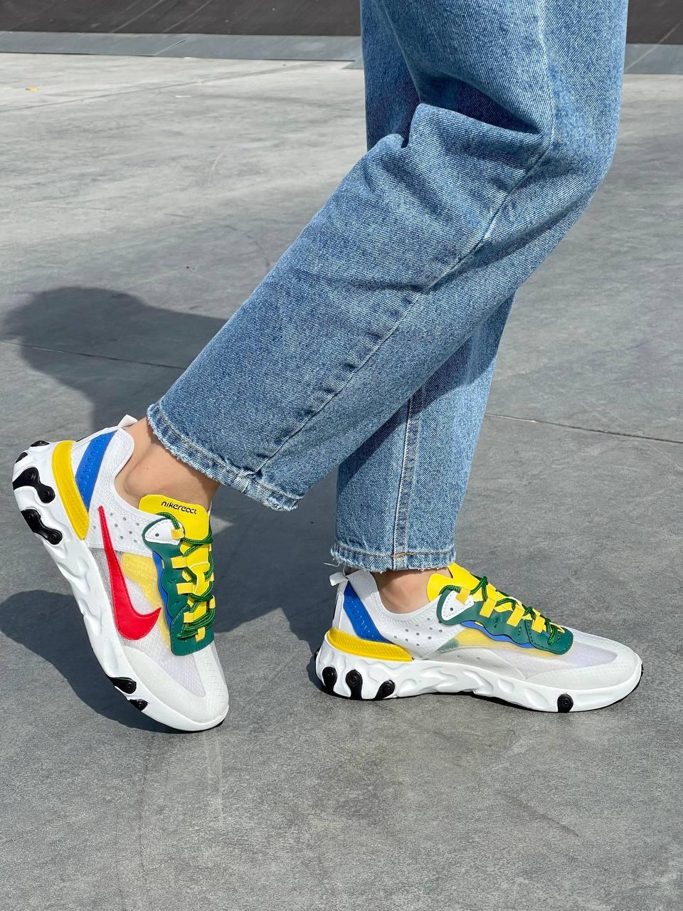 Женские кроссовки Nike React Element 87 Yellow Blue Red (разноцветные) лёгкие цветные спортивные кроссы L0643 - фото 7 - id-p1689806974