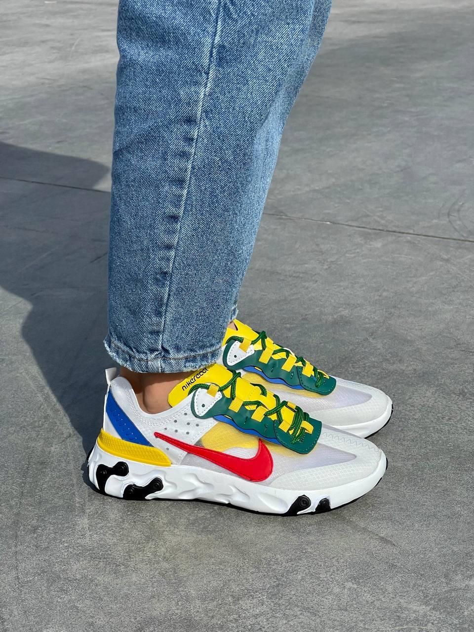 Женские кроссовки Nike React Element 87 Yellow Blue Red (разноцветные) лёгкие цветные спортивные кроссы L0643 - фото 9 - id-p1689806974