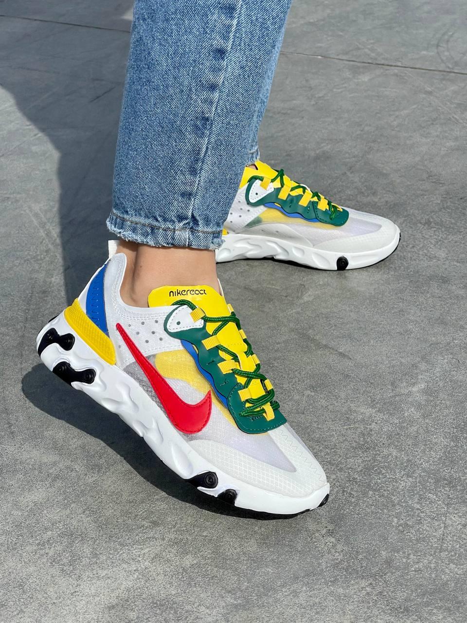 Женские кроссовки Nike React Element 87 Yellow Blue Red (разноцветные) лёгкие цветные спортивные кроссы L0643 - фото 10 - id-p1689806974