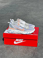 Женские кроссовки Nike React Element 87 Grey Pink (серые с розовым) красивые спортивные кроссы L0663 топ