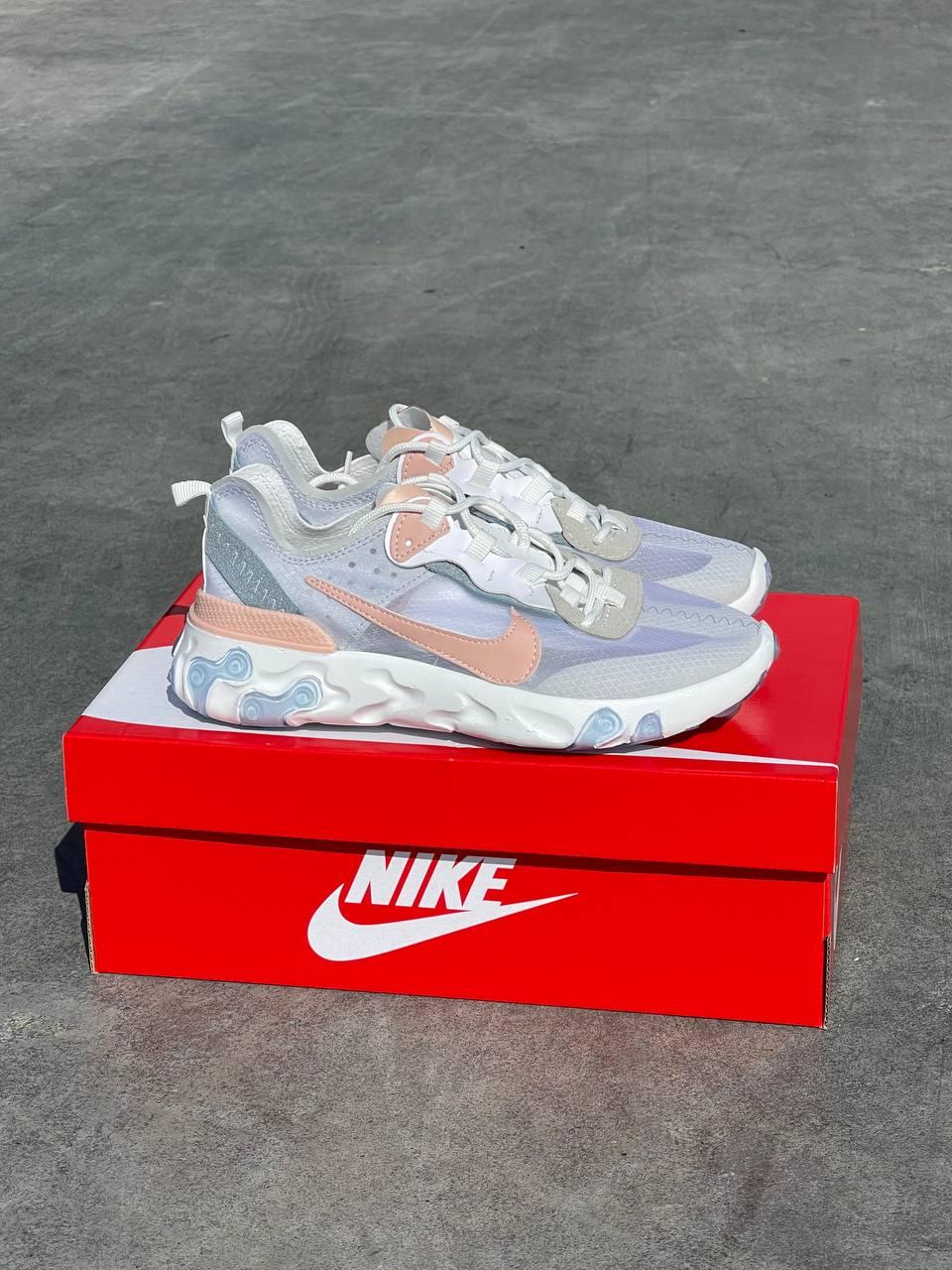 Женские кроссовки Nike React Element 87 Grey Pink (серые с розовым) красивые спортивные кроссы L0663 топ - фото 1 - id-p1689806979