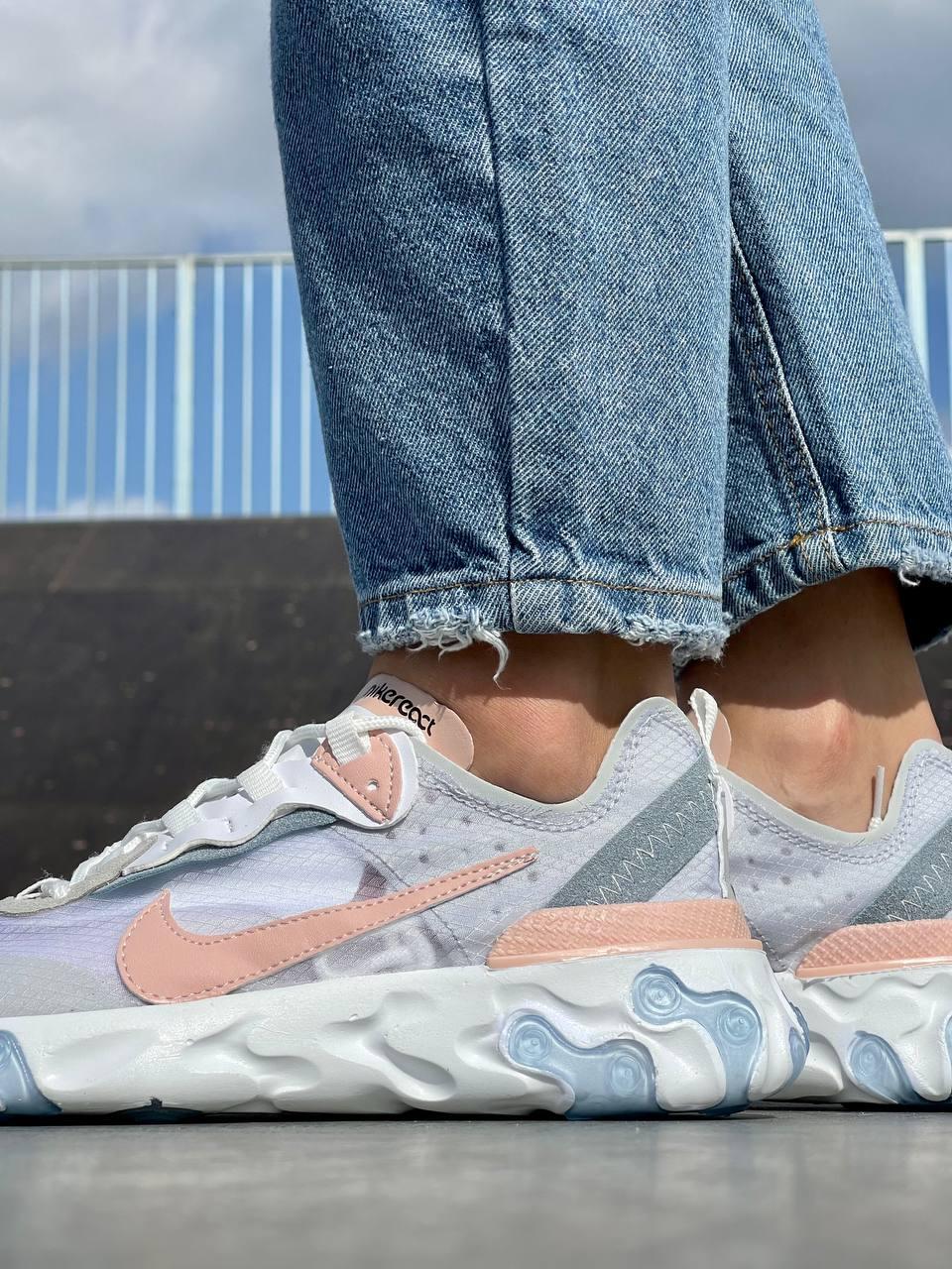 Женские кроссовки Nike React Element 87 Grey Pink (серые с розовым) красивые спортивные кроссы L0663 топ - фото 6 - id-p1689806979